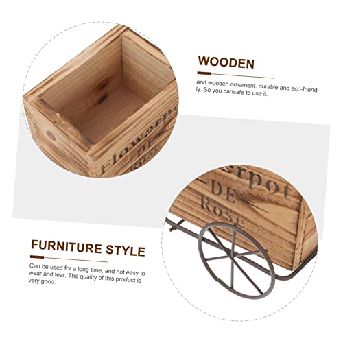 Yardenfun Box Ceramic Vases For Flowers Floral Nursery Decor Vintage Home Decor Flower Pot Flower Stand Mini Succulent Planter Tricycle Cactus Bicycle Wooden Craft Ornament Wooden Ornament #TOP4