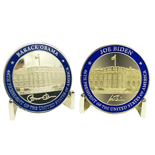 A-013 President Obama 44 and President Biden 46 Presidential Combination Challenge Coin Biden 2020 Barack Obama Joe Biden White House Signature Coins