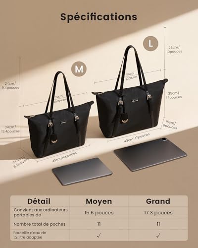 LOVEVOOK Sac a Main Femme Sacs Cabas, Léger Chic Sacs Ordinateur Portable – vue 6