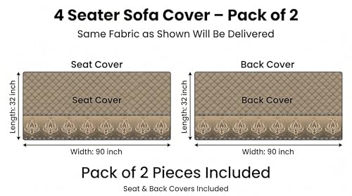 Image of Velvet 4 Seater Sofa Cover Fully Covered | Anti Skid Non Slip | Plain Mud Brown | Sofa Slipcover for Living Room