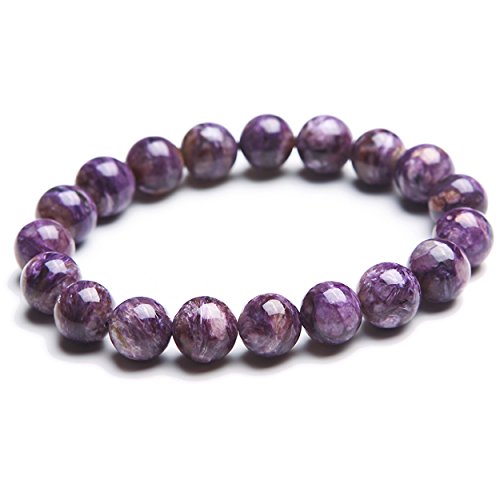 Charoite naturel de 11 mm en perle ronde cristal unique à offrir en cadeau