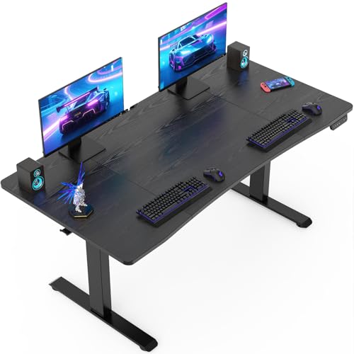 Image of Veken 63 x 28 Inch Electric Standing Desk with Adjustable Height, Sit to Stand Computer Table for Study, Work or Gaming, Home Office Desk Black