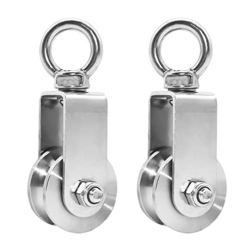 GothicBride 2 Pièces 34MM Poulie avec Roulement à Billes, Poulie de Levage Charge 250 kg, Poulie pour Cable en Acier Inoxydable pour Corde Fitness（2 Pcs,...