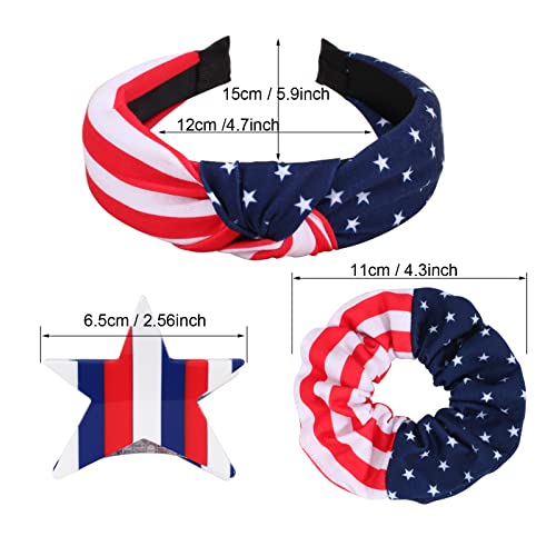 Twinfree Usa Flag Hair Accesssory Red White And Blue Patriotic American Flag Headband Hair Scrunchies Hair Clips #TOP4