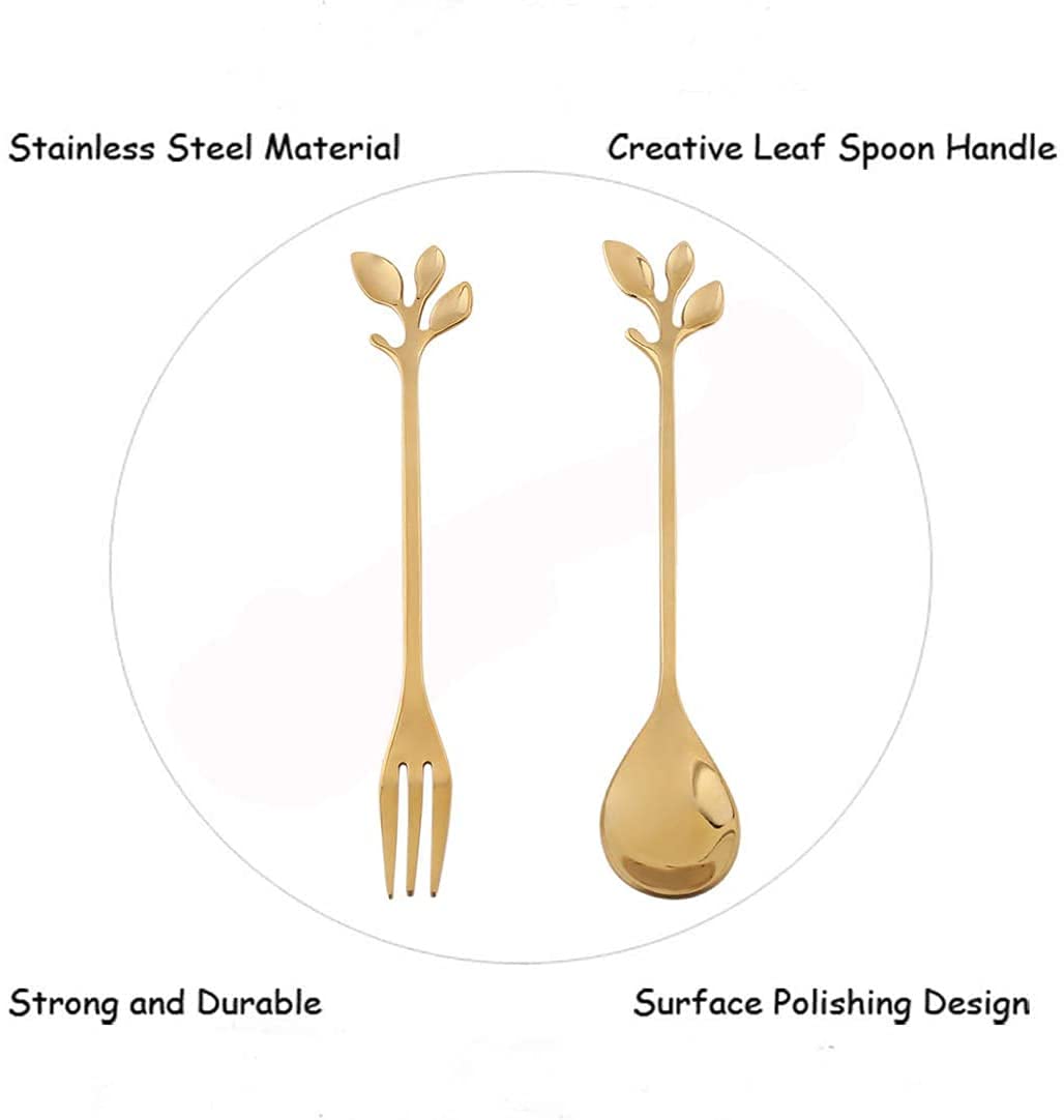 HASTHIP Golden Spoon & Fork Set - Stainless Steel -2