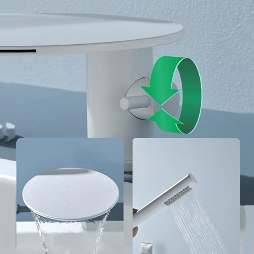 Robinet cascade LED de prestige et mitigeur de baignoire blanc 3 trous