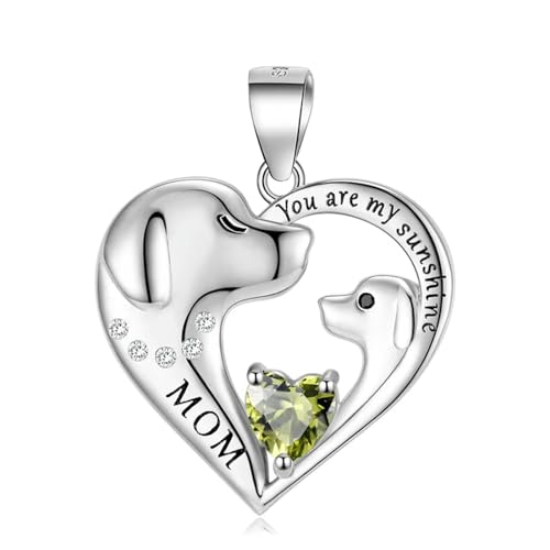 Collier en argent Sterling de haute joaillerie avec chaîne cœur et pierres de naissance pour femme
