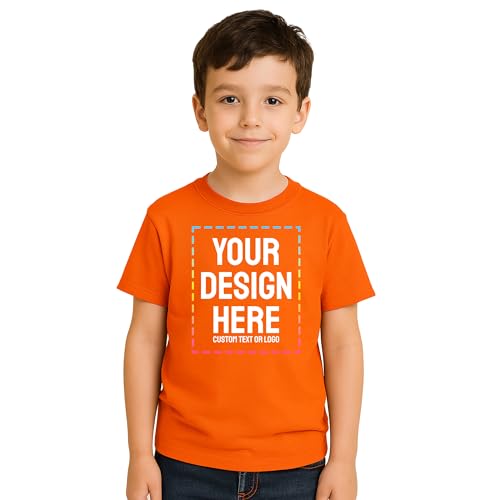 Personalized Kids T-Shirt Print with Text, Image or Logo - Custom DTF Printed Cotton Tees - Design Your Own Shirt for Kids