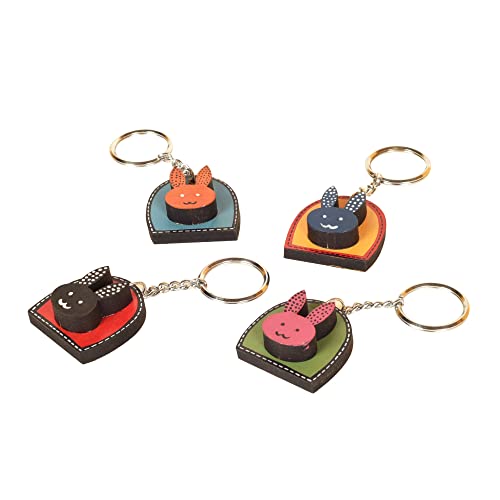 Image of AAKRITI ART CREATIONS Handcrafted Key Ring for Men & Women - Wooden, Leather & Artistic Keychain with Clip or Bottle Opener, Stylish Key Holder Accessory