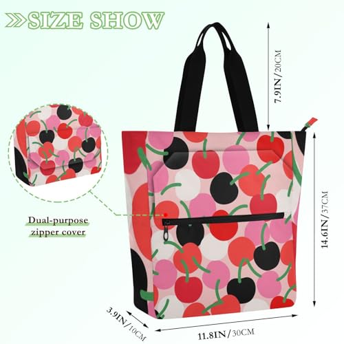 Bolsa de mano para niños y profesores con diseño rojo cereza minimalista 4