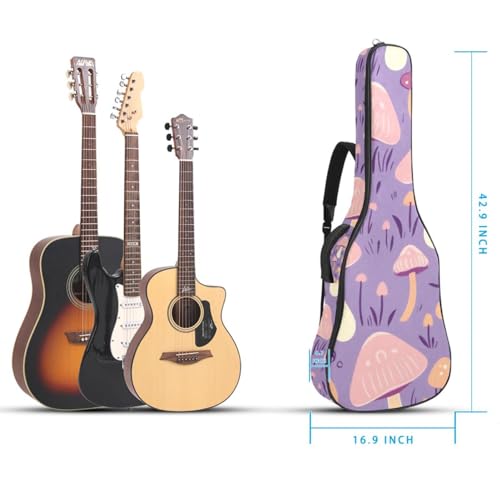 Housse guitare acoustique 40 pouces imperméable à motif champignon violet