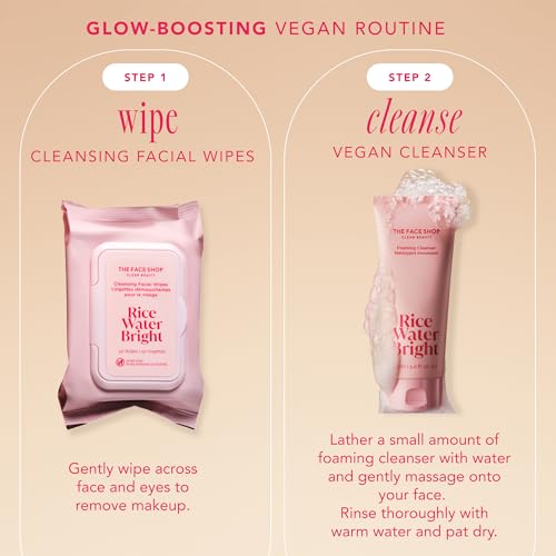 The Face Shop Rice Water Bright Makeup Remover Wipes for Face with Rice Extract, Brightening, Moisturizing, Infused with Cleansing Milk, Vegan Disposable Cleansing Facial Wipes, Korean Skin Care - Image 6