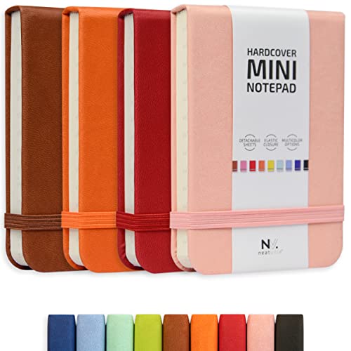 Carnet de poche A7 lot de 4 mini notes cuir couverture rigide