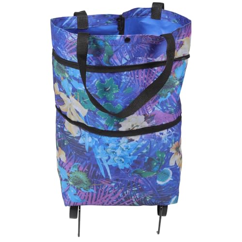 Milisten Bolsa de Supermercado Plegable Reutilizable Ruedas, Gran Capacidad, Material Ligero y Resistente, Bolsa Carrito de Compras para Supermercado, Hogar y Exteriores, Color Púrpura