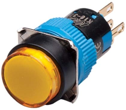 K16-170-Y-6V, LED Pilot Lamp, 16mm Panel Hole, Round Head, IP65, Yellow, 6VDC