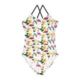 Trajes de baño para niñas, 1 pieza, para adolescentes, trajes de baño para niñas, trajes de baño de playa, Flamenco, 9-10 Años