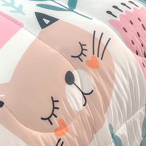 Cvhouse KIDS BEDDING Cat Bedding,Cartoon Cat Comforter Queen,Animals Print Comforter Set thumb #5