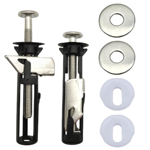 XPEX 2 Pezzi Nuovo kit di bulloni per sedile WC, universale lungo, vite dado in acciaio inox, con distanziali in plastica, accessori per la manutenzione del coperchio della toilette