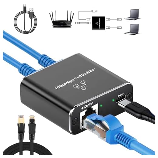 Ethernet Splitter 1 to 2 with 1.5Ft Cat 8 Ethernet Cables, 1000Mbps Internet Splitters High Speed with USB Power Cable,Gigabit LAN Splitter for Cat5/5e/6/7/8 Cable(2 Devices Simultaneously Networking)