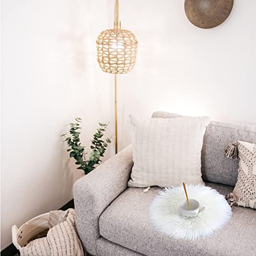 Round Fur Placemats Set Of 2 , Washable Faux Fur Fluffy Table Small Place Mats Decor For Home Table Dresser Party Decoration Table Runner (11.8 Inch, White) #TOP6