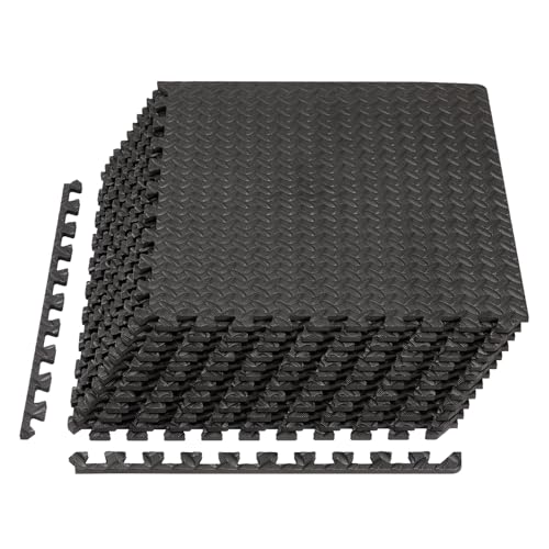 Sweetcrispy Interlocking Foam/Rubber Floor Tiles, 1/2 Inch Thick Non-Slip Gym Flooring Mats for Home Gym, Garage & Workout Space, 6/12/36 Pcs