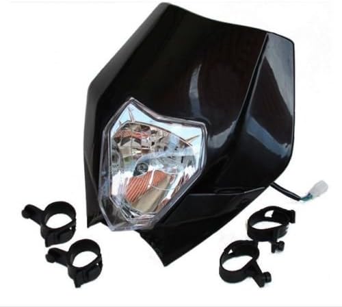Motorcycle Dirt Bike Dual Sport Off-Road Headlight for Honda Kawasaki Suzuki Yamaha Custom (Black)