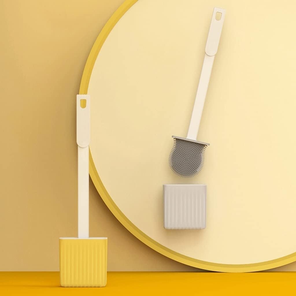 Toilet Brush Holder Toilet Brush Holder Household Wall-Mounted Toilet Brushs Bathroom Silicone Long Handle Cleaning Brush Modern Creative Toilet Bowl Brush Set Toilet Brush Holders(Brown)