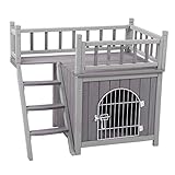 Aivituvin Cat/Doghouse Outdoor and Indoor,Feral Pet Houses with Stairs,2 Storys