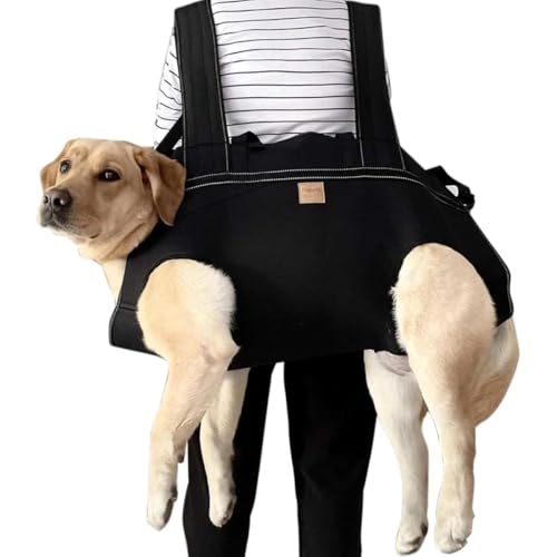 olkljdgペットバッグ 犬用 スリング & リュック 3XL 快適ハンドル付き ハーネス付き飛び出し防止 小型犬中型犬大型犬対応 お出かけ旅行サイクリング用 障害犬高齢犬歩行補助適応 使いやすい犬抱っこ紐付きペットキャリー (ブラック,M)