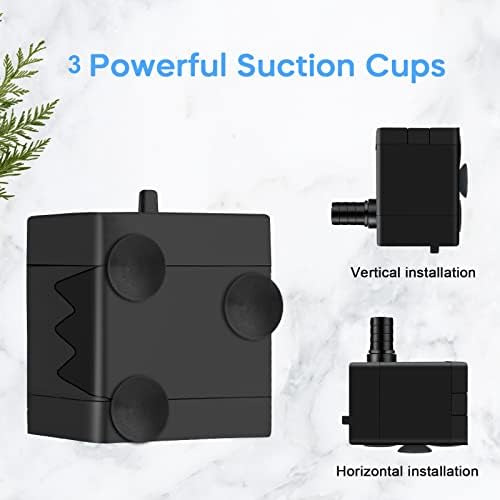 USB Mini Water Pump 150L/H Submersible Water Pump with 8mm Nozzle and 4.9ft(1.5m) Power Cord for Aquarium, Fish Tank, Cat Fountain, Water Feature Statuary and Hydroponics DC 5V