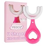 Pegciz Kids U-Shaped Toothbrush, Toddler Toothbrush Food Grade Soft Silicone Brush Head, Manual Whol
