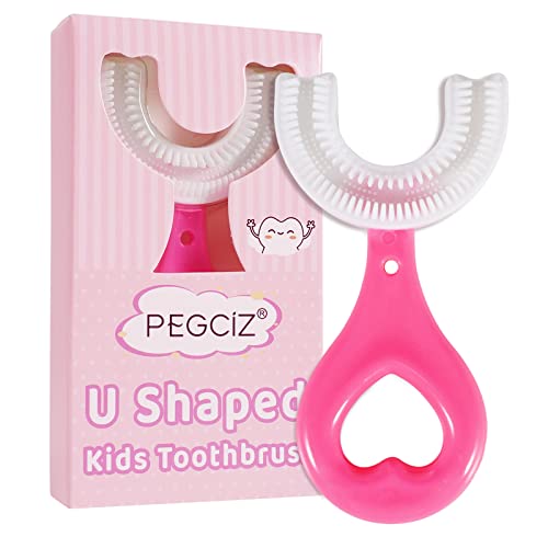 Pegciz Kids U-Shaped Toothbrush, Toddler Toothbrush Food Grade Soft Silicone Brush Head, Manual Whole Mouth Toothbrush For Kids Age 2-6, 360° Oral Teeth Cleaning Design #TOP7