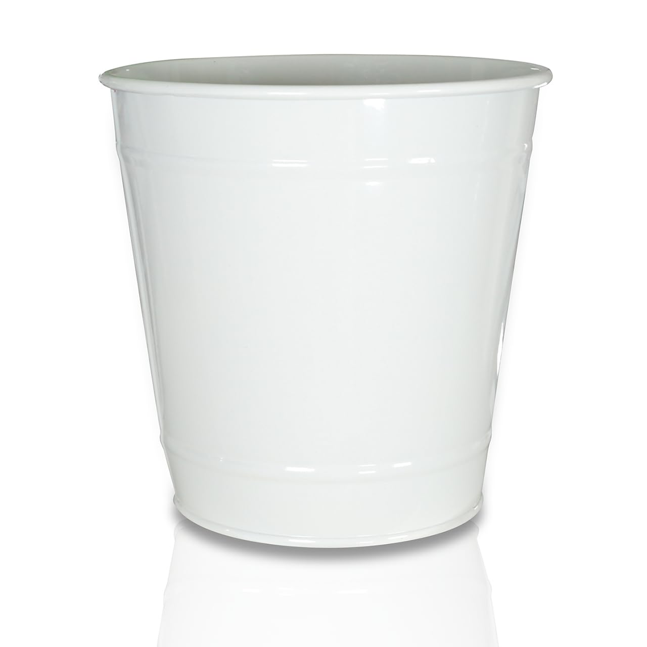 Mysmartbuy.com White 5” Metal Plant Pot – Weatherproof Durable Indoor Outdoor Home Garden Modern Flower Planter For Patio, Decking, Balcony, Yard & More – Measures H13 X 12Cm Diameter