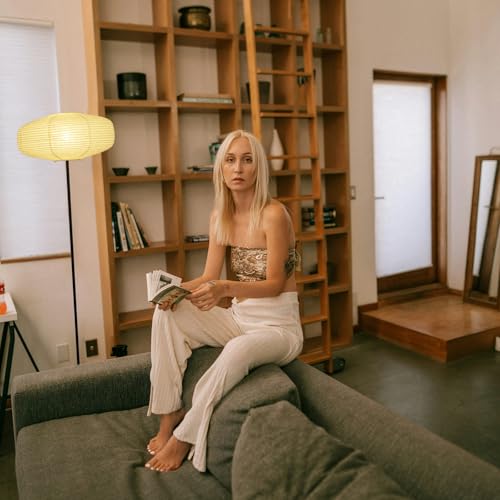 Luminária de chão de papel regulável, lâmpada de 147 cm de altura com papel de arroz, lanterna de pa