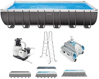 Intex 26363EH Ultra XTR 24ft x 12ft x 52in Frame Above Ground Rectangular Swimming Pool with Pump and Automatic Vacuum Cleaner with a 1.5-Inch Fitting