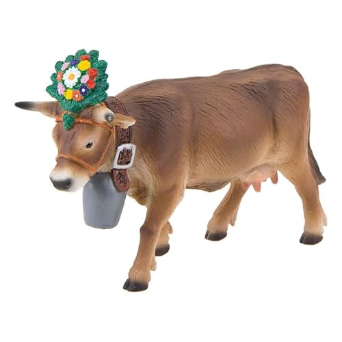 Bullyland 62615 - Spielfigur Alpenkuh Darina mit Kopfschmuck, ca. 13,3 cm große Tierfigur, detailgetreu, PVC-frei, ideal als kleines Geschenk für Kinder ab 3 Jahren