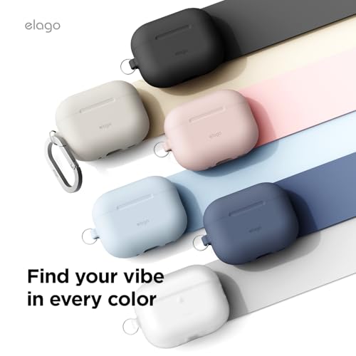 elago Compatible with AirPods Pro 3 Case - Premium Silicone Case with Carabiner, Supports Wireless Charging, Shock Resistant, Full Protection, Headphone Accessories (Sand Pink) by elago - Image 3