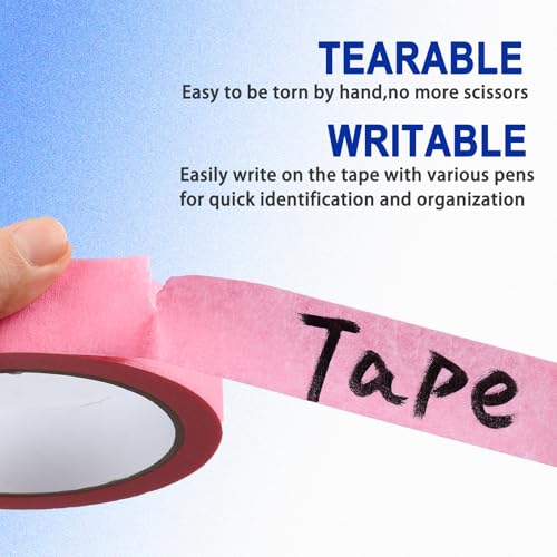 Image of 2 Pack Pink Painters Tape - Pink Masking Tape 1 Inch Wide - Multi-Surface, Smart Adhesion, Indoor & Outdoor - Paint Tape for DIY, Labeling, Art, Car, General Purpose - 180FT Total