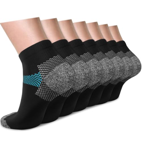 Image of ACTINPUT Ankle Compression Socks for Women Men - 5 /7 Pairs Plantar Fasciitis Socks for Athletic, Support, Running