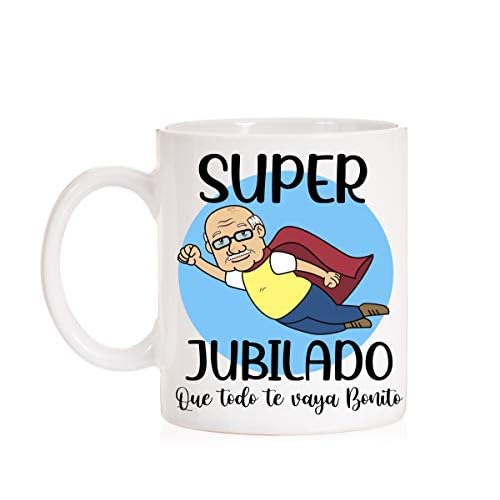 FUNNY CUP Taza Super Jubilado, Que Todo te Vaya Bonito. Taza para jubliaciones, felicitaciones, homenajes, Detalles