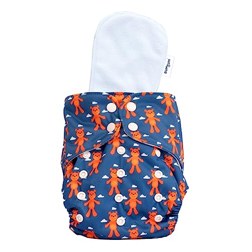 Image of Bumtum Baby Diaper | 0-3 Yrs Baby Freesize | Pack of 1, New Born Baby Diaper, Cloth Diaper, Waterproof Reusable Diaper, 5hrs Absorbency, Ultrahygiene, Washable, Cotton Soaker, Extra Soft (Teddy)