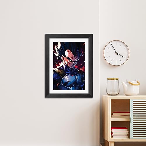 Image of TenorArts Vegeta Posters Dragon ball Z Anime Poster Laminated Photo Frame Painting with Matt Finish Black Textures (12inches x 9inches)