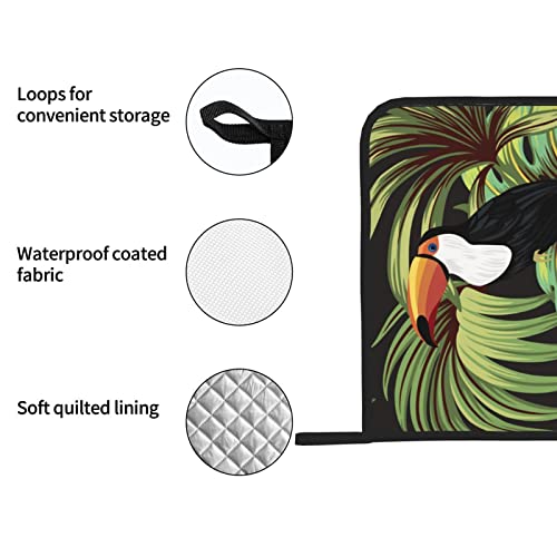 Pot Holders Sets,Toucan Bird Tropical Leaves Pot Holders Set Of 2 Heat Resistant & Non Slip Potholders For Cooking Baking Bbq Grilling, 8 X 8 Inches #TOP4