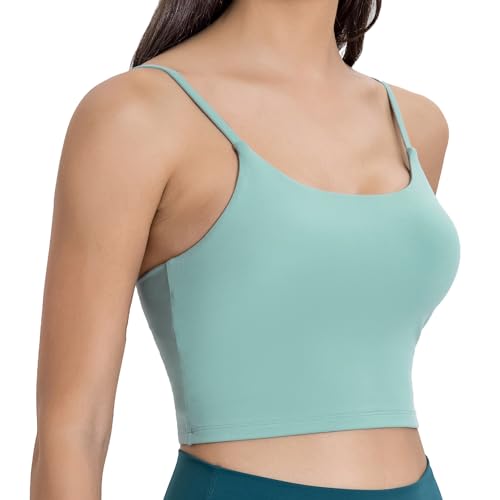 Image of Women's Strappy Stretch Sports Bra Longline Yoga Tank Top Fitness Bra Workout Camisole Crop Tops for Teen Girl
