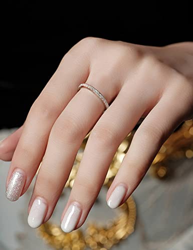 Ovimia Moissanite Wedding Band For Women, Anniversary Ring 925 Sterling Silver 18K White Gold Plated Lab Created Diamond Half Eternity Ring, Stackable Wedding Engagement Ring For Wife Her Size 10 #TOP4