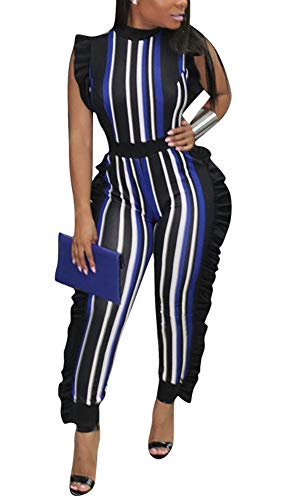VOIKERDR Womens Short Jumpsuits Rompers Ruffle Sleeveless Colorblock One Piece tracksuit set