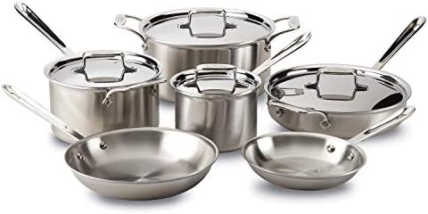 All-Clad D5 Dishwasher Safe Cookware Set, 10-Piece, Stainless Steel