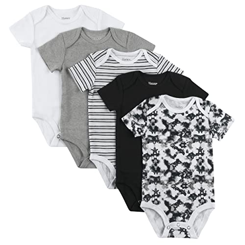 Image of Hanes Baby and Toddler Ultimate Flexy Short Sleeve Bodysuit (5 Pack)