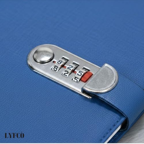 Image of A5 Secret Diary with 3-Digit Combination Lock, Premium PU Leather Journal for Men & Women, Personal Locked Notebook for Office, School & Gifts, 22x15 CM (Fabric Solid Blue)