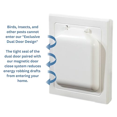Image of NO-PEST VENT Dual Door Dryer Vent Cover 4 Inch Outdoor, Made in USA, Highest UV-Resistant Plastic, No Lint-Collecting Screen (Brown, 6 inch Plastic Vent No Collar)